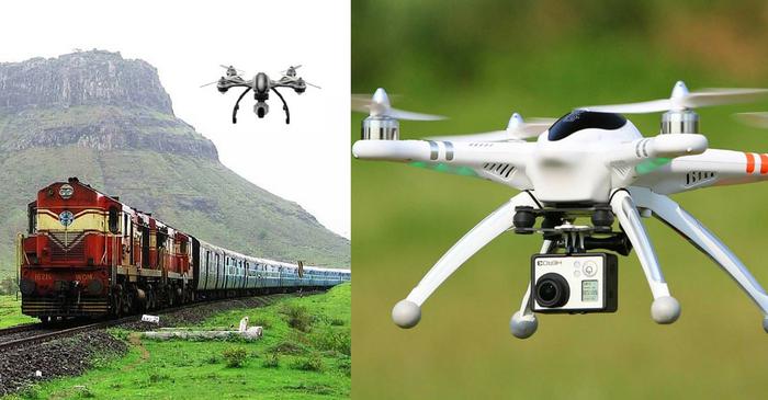 Railway drones which monitor track-laying