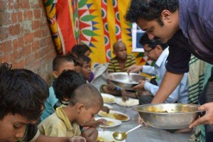 The teacher helping feed the poor
