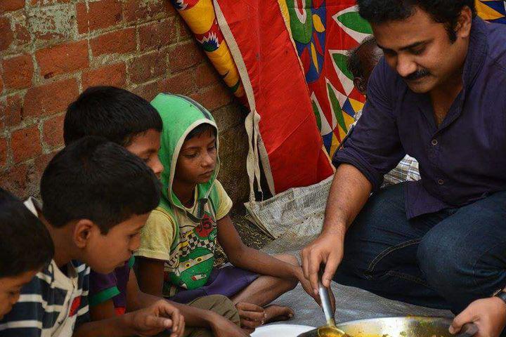 The teacher helping feed the poor