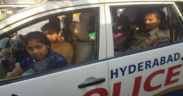 Hyderabad cop helps girl students reach their exam