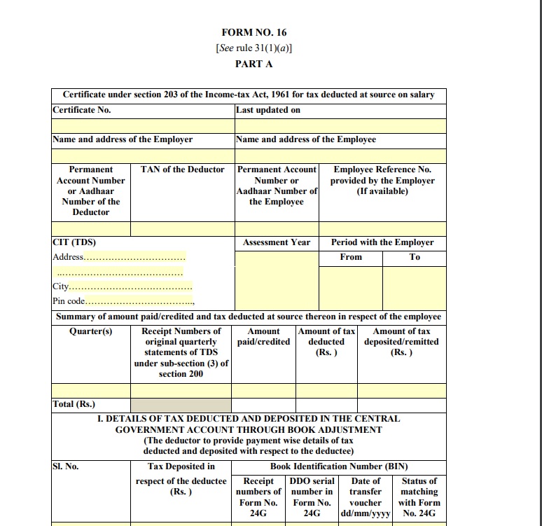 Latest Form 16a Excel Format - kloinet