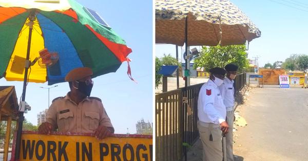 Solar-powered umbrellas for summer heat