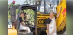 Elderly woman who drives heavy vehicles