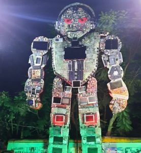 Odisha students create tallest robot from e-waste