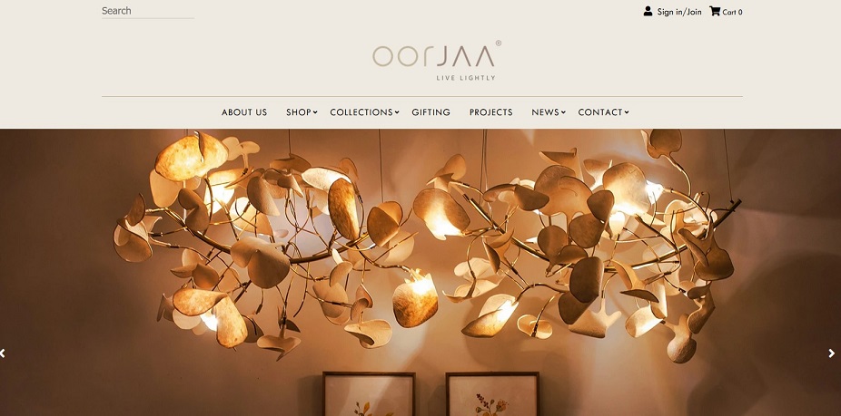Oorjaa offers innovative lights made from paper and fibre